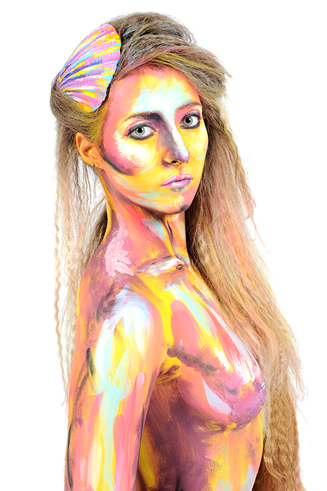 body paint northbrook college colourful make-up student brighton
